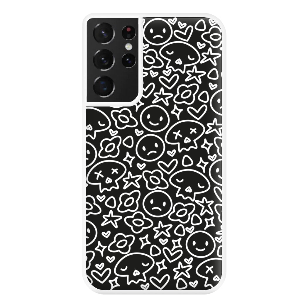 Black Skulls - Skate Aesthetic  Phone Case for Galaxy S21 Ultra