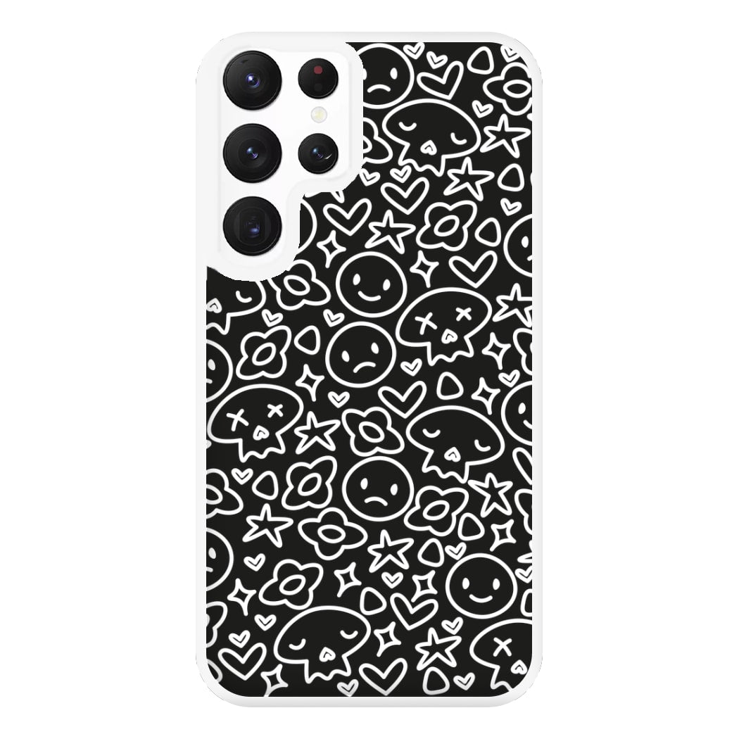 Black Skulls - Skate Aesthetic  Phone Case for Galaxy S22 Ultra