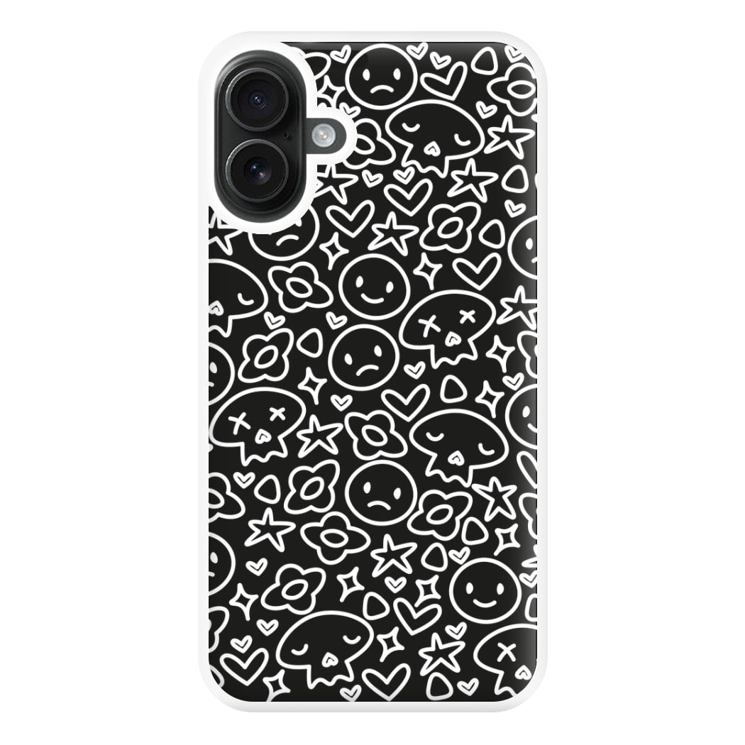 Black Skulls - Skate Aesthetic  Phone Case for iPhone 16 Plus