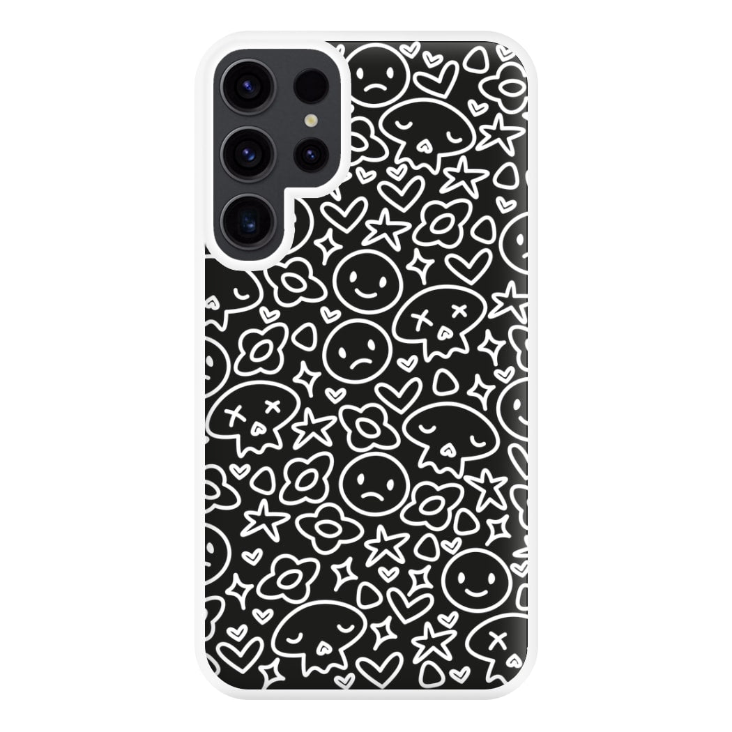 Black Skulls - Skate Aesthetic  Phone Case for Galaxy S23 Ultra