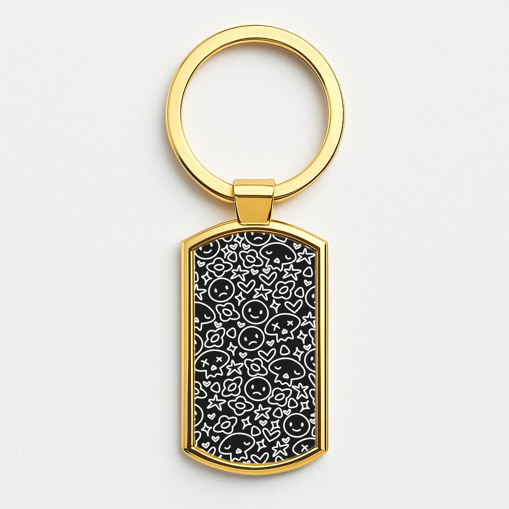 Black Skulls - Skate Aesthetic  Gold Keyring