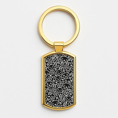 Black Skulls - Skate Aesthetic  Gold Keyring