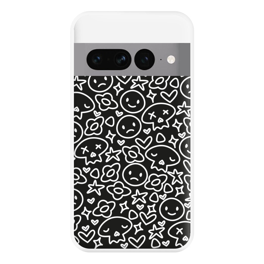 Black Skulls - Skate Aesthetic  Phone Case for Google Pixel 7 Pro