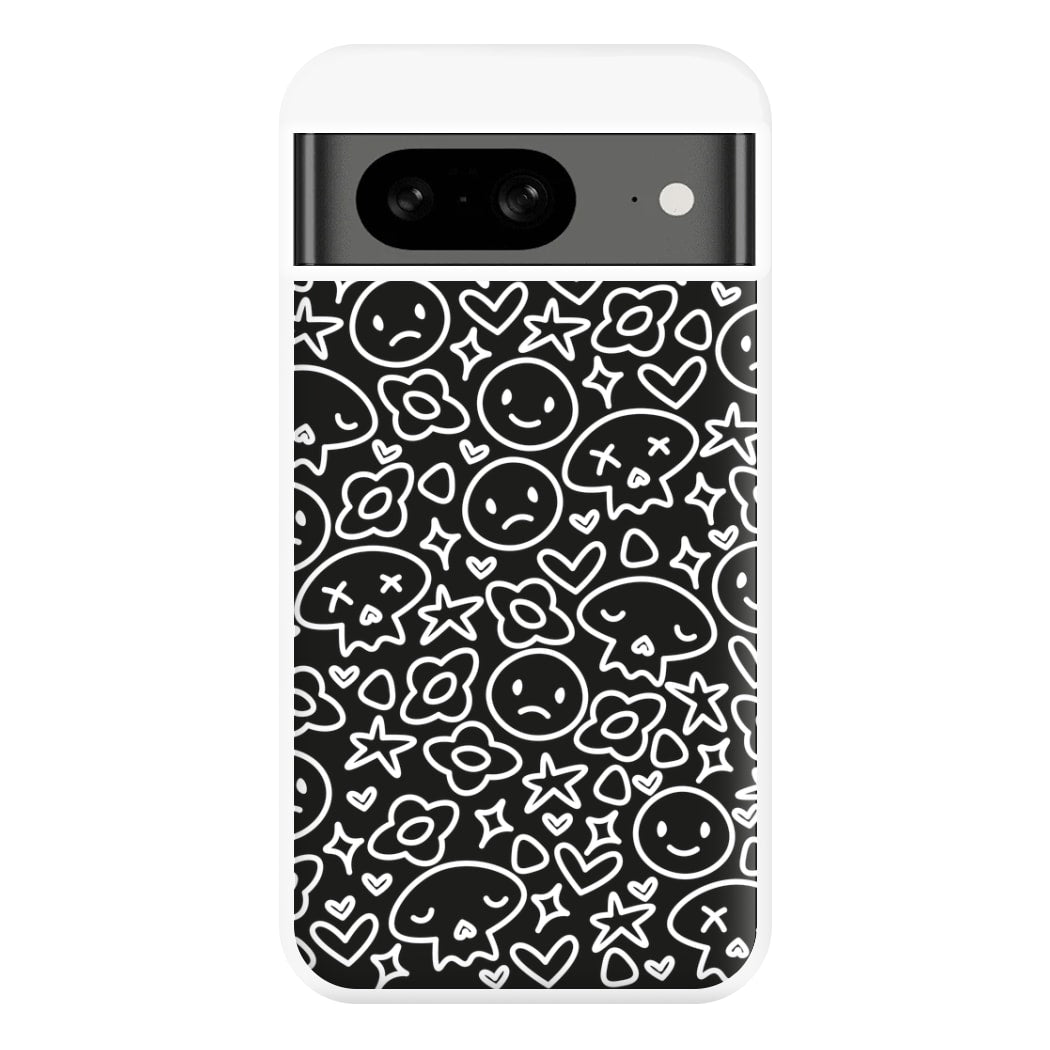 Black Skulls - Skate Aesthetic  Phone Case for Google Pixel 8