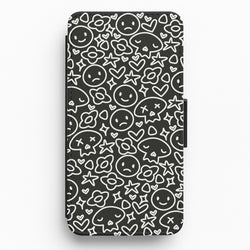 Black Skulls - Skate Aesthetic  Flip / Wallet Phone Case