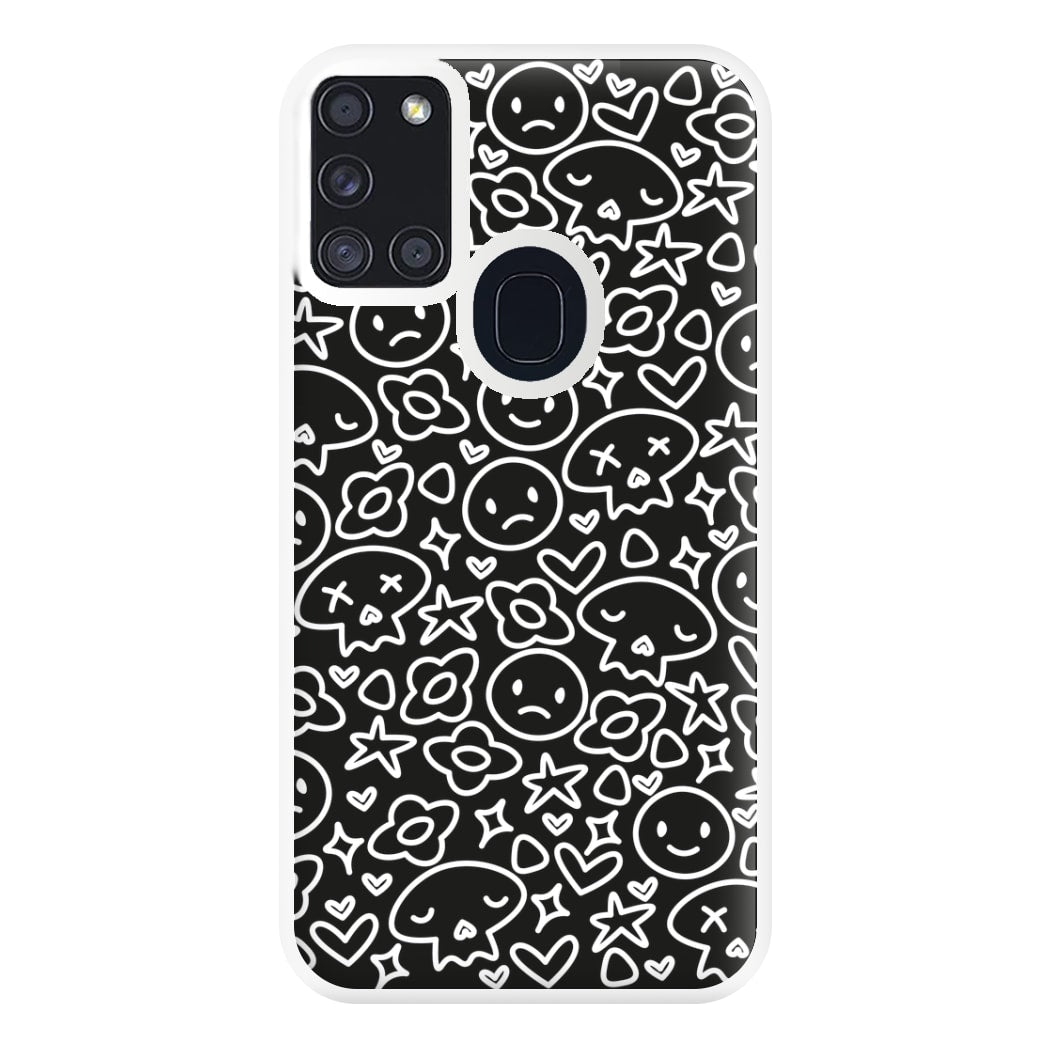 Black Skulls - Skate Aesthetic  Phone Case for Galaxy A21s