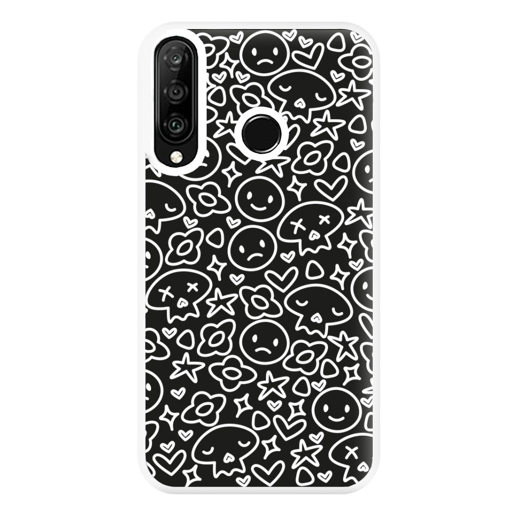 Black Skulls - Skate Aesthetic  Phone Case for Huawei P30 Lite