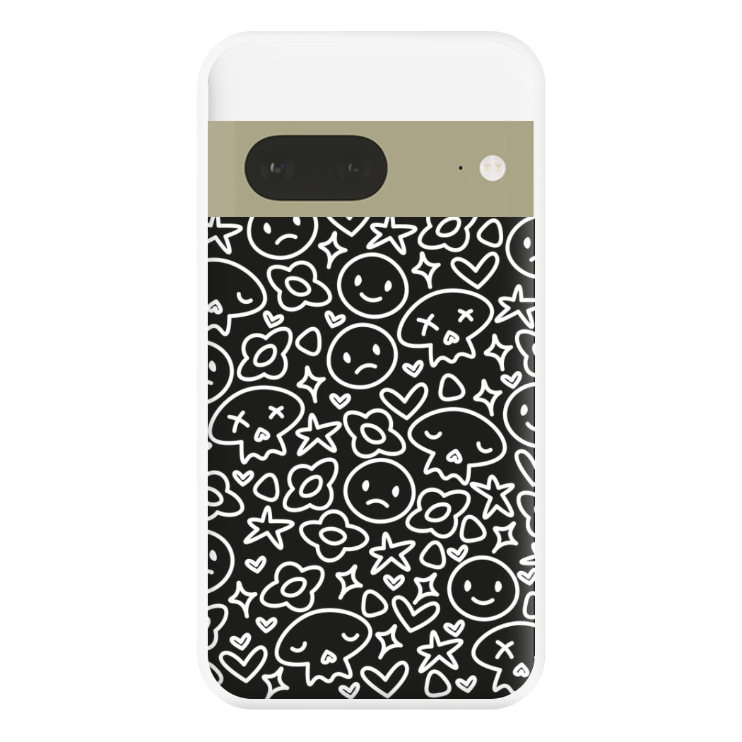 Black Skulls - Skate Aesthetic  Phone Case for Google Pixel 7a