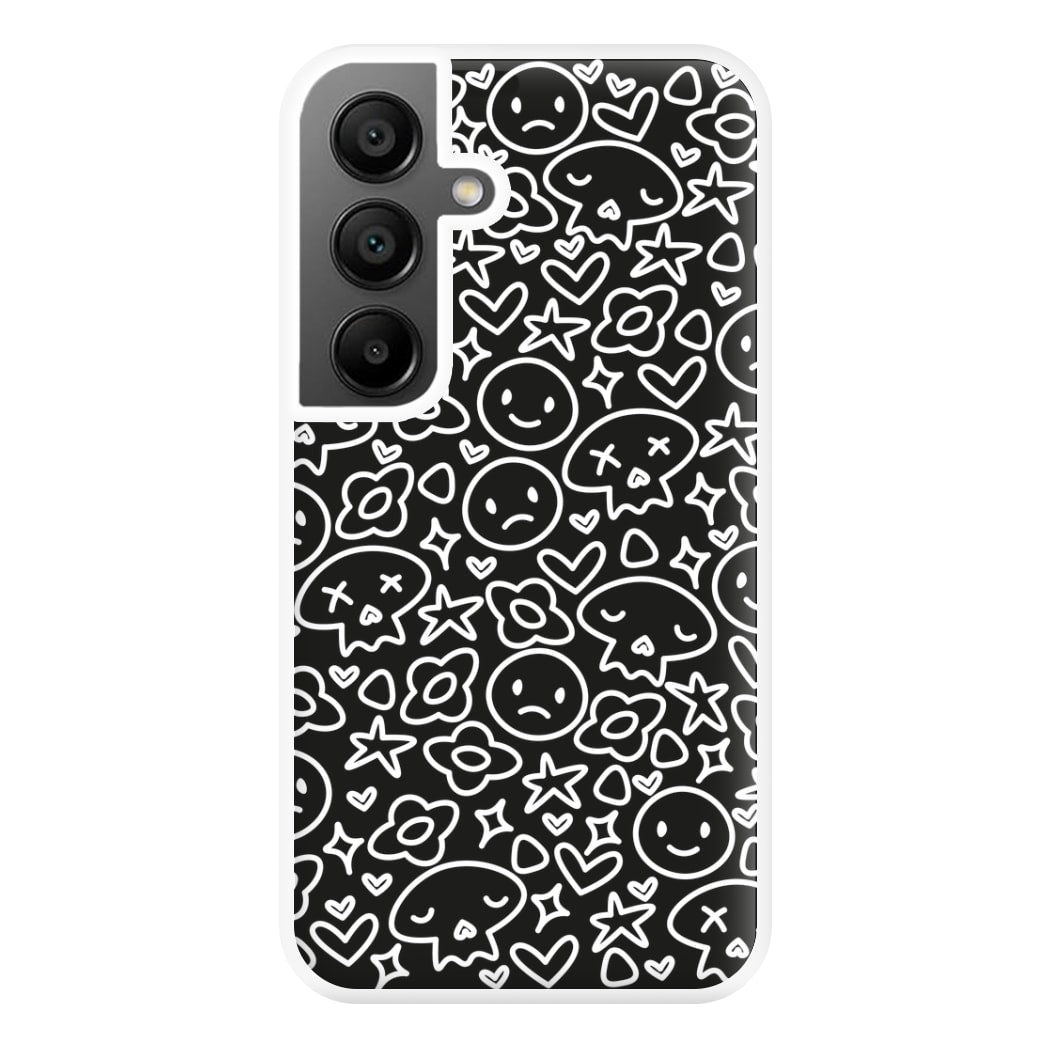 Black Skulls - Skate Aesthetic  Phone Case for Galaxy A55