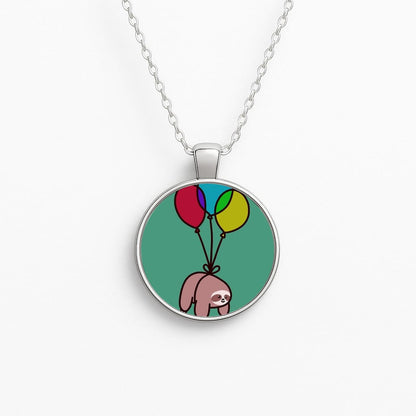 Balloon Sloth Circle Necklace