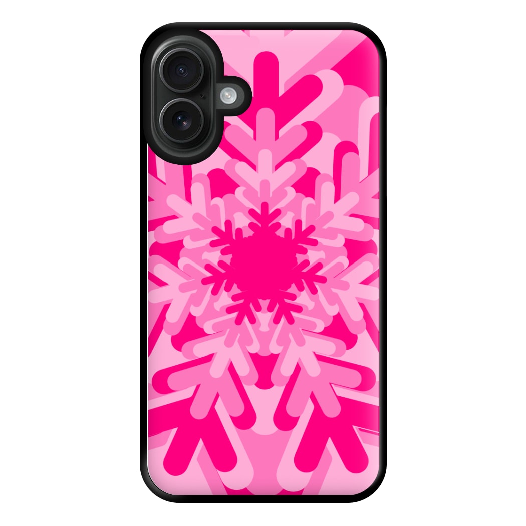 Pink - Colourful Snowflakes Phone Case for iPhone 16 Plus