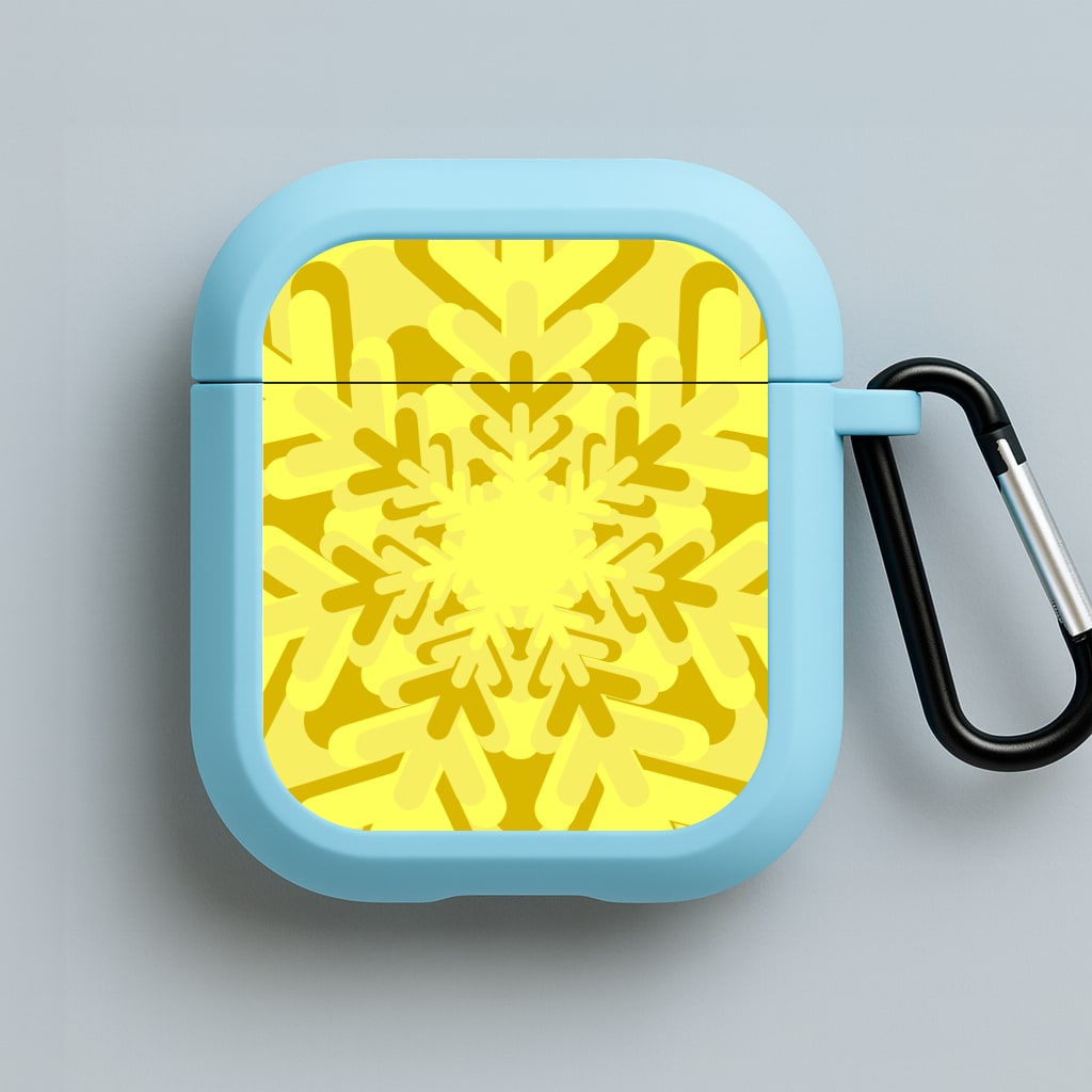 Yellow - Colourful Snowflakes Blue AirPods Case