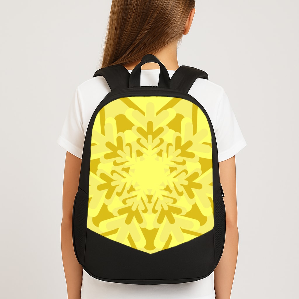 Yellow - Colourful Snowflakes Large School Bag