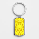 Yellow - Colourful Snowflakes Silver Keyring
