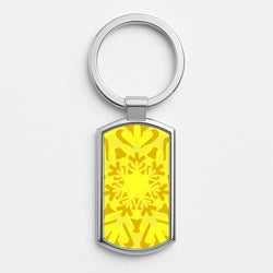 Yellow - Colourful Snowflakes Silver Keyring