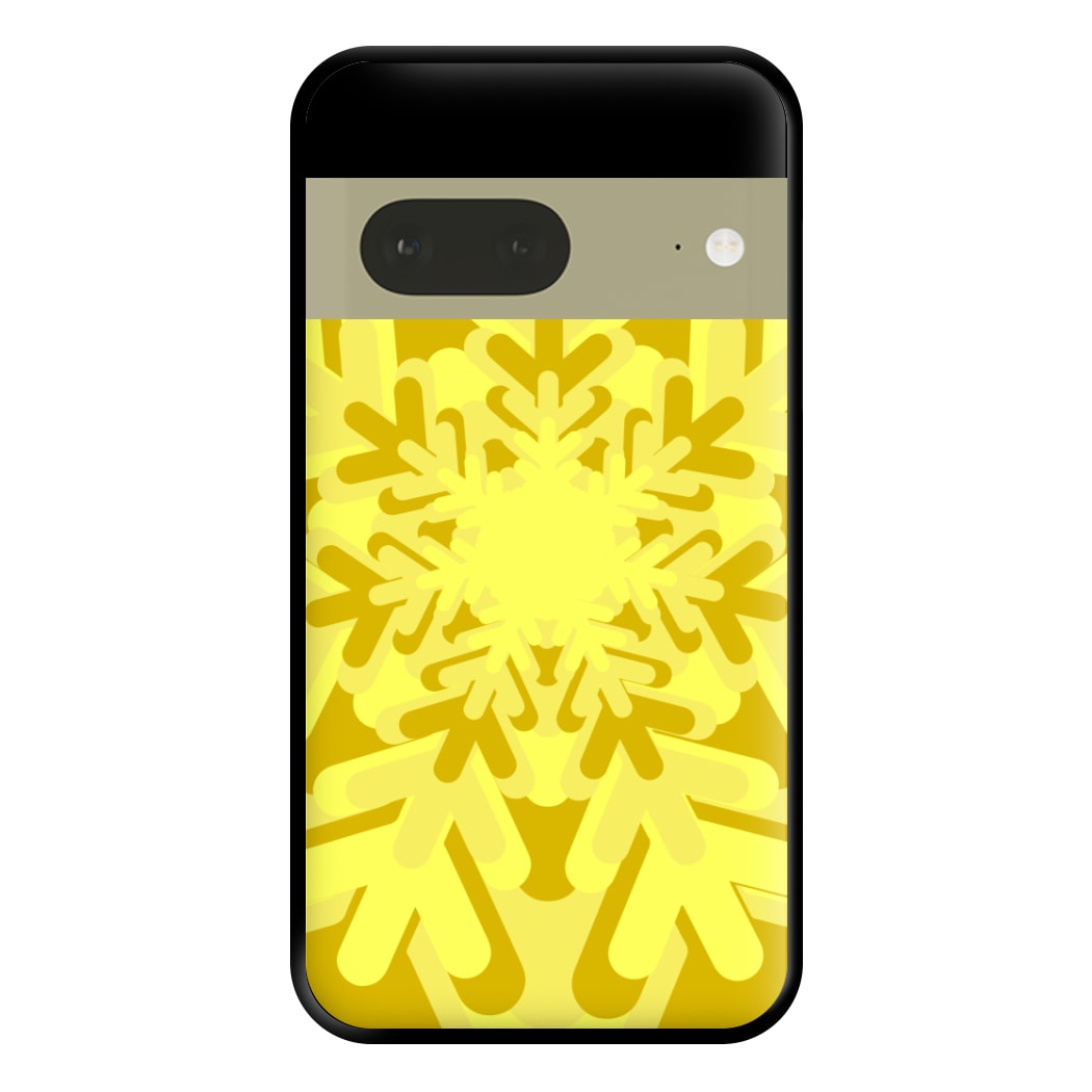 Yellow - Colourful Snowflakes Phone Case for Google Pixel 7a