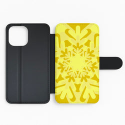 Yellow - Colourful Snowflakes Flip Phone Case