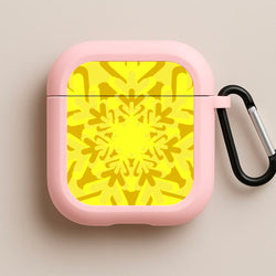Yellow - Colourful Snowflakes Pink AirPods Case