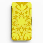 Yellow - Colourful Snowflakes Flip / Wallet Phone Case