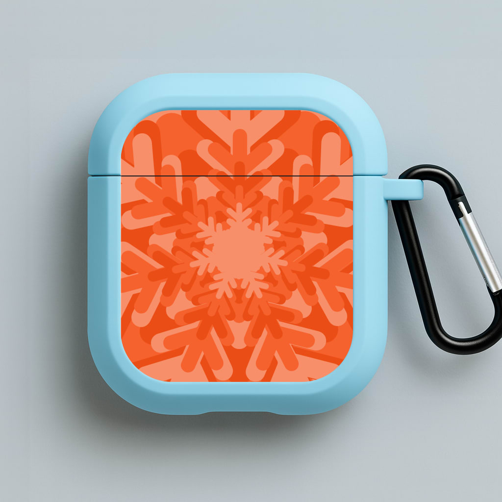 Orange - Colourful Snowflakes Blue AirPods Case