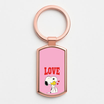 Love Cartoon Beagle  Rose Gold Keyring