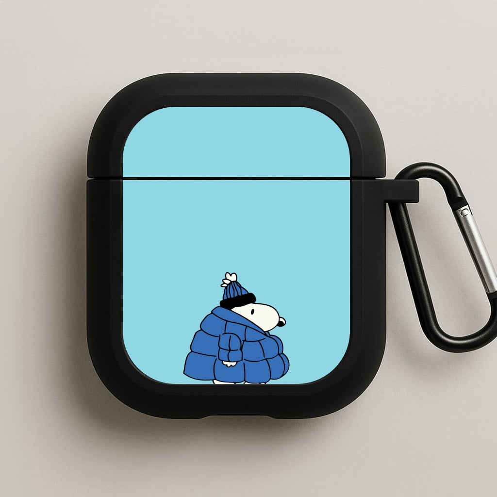 Cartoon Beagle Puffer Jacket Blue AirPods Case