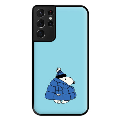 Cartoon Beagle Puffer Jacket Blue Phone Case for Galaxy S21 Ultra