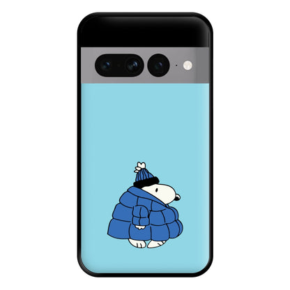 Cartoon Beagle Puffer Jacket Blue Phone Case for Google Pixel 7 Pro
