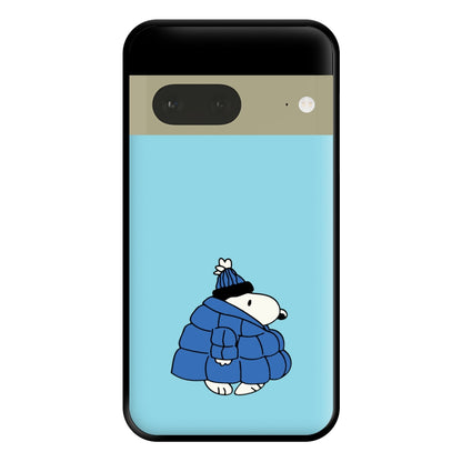 Cartoon Beagle Puffer Jacket Blue Phone Case for Google Pixel 7a