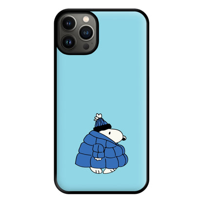 Cartoon Beagle Puffer Jacket Blue Phone Case for iPhone 13