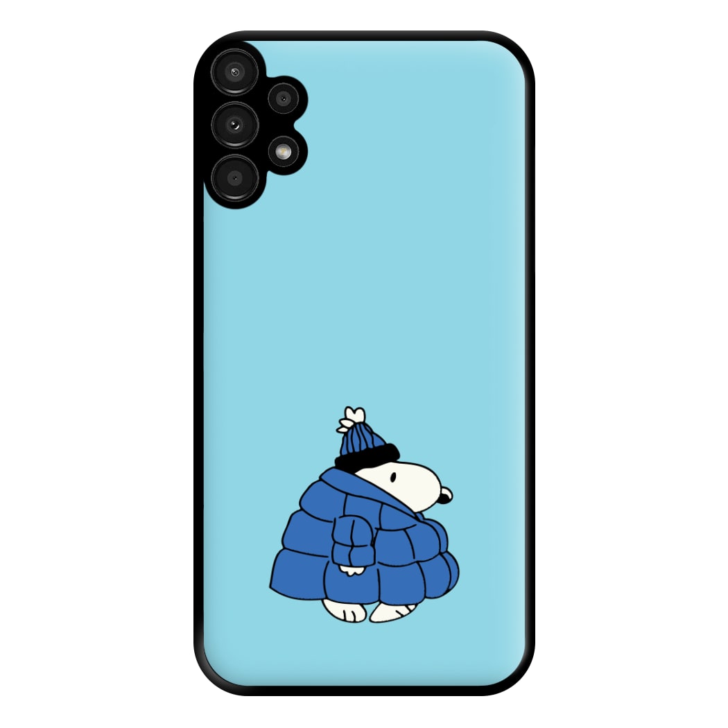 Cartoon Beagle Puffer Jacket Blue Phone Case for Galaxy A13