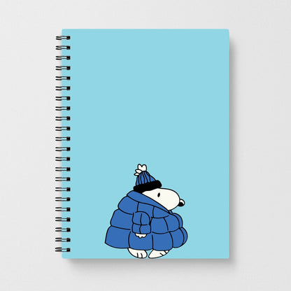 Cartoon Beagle Puffer Jacket Blue Notebook