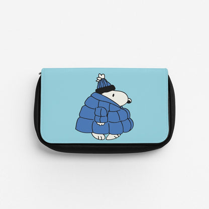 Cartoon Beagle Puffer Jacket Blue Pencil Case
