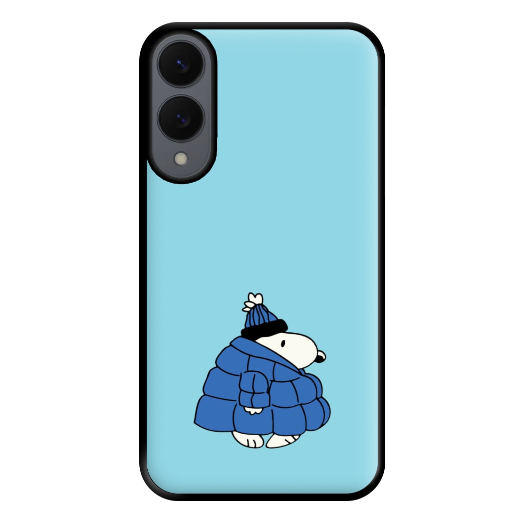 Cartoon Beagle Puffer Jacket Blue Phone Case for Galaxy S25 Edge