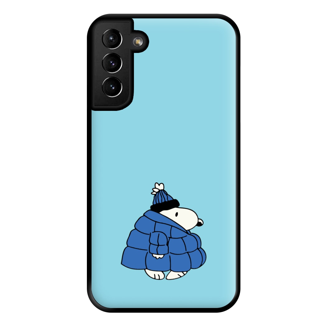 Cartoon Beagle Puffer Jacket Blue Phone Case for Galaxy S21 Plus