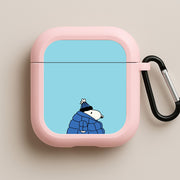 Cartoon Beagle Puffer Jacket Blue AirPods Case 4
