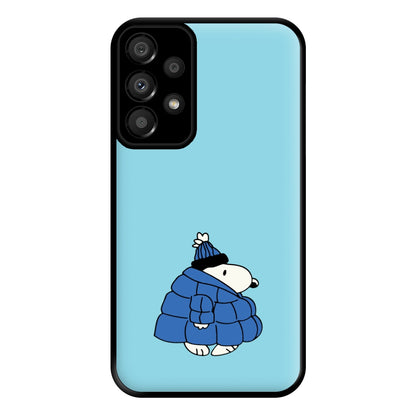 Cartoon Beagle Puffer Jacket Blue Phone Case for Galaxy A33