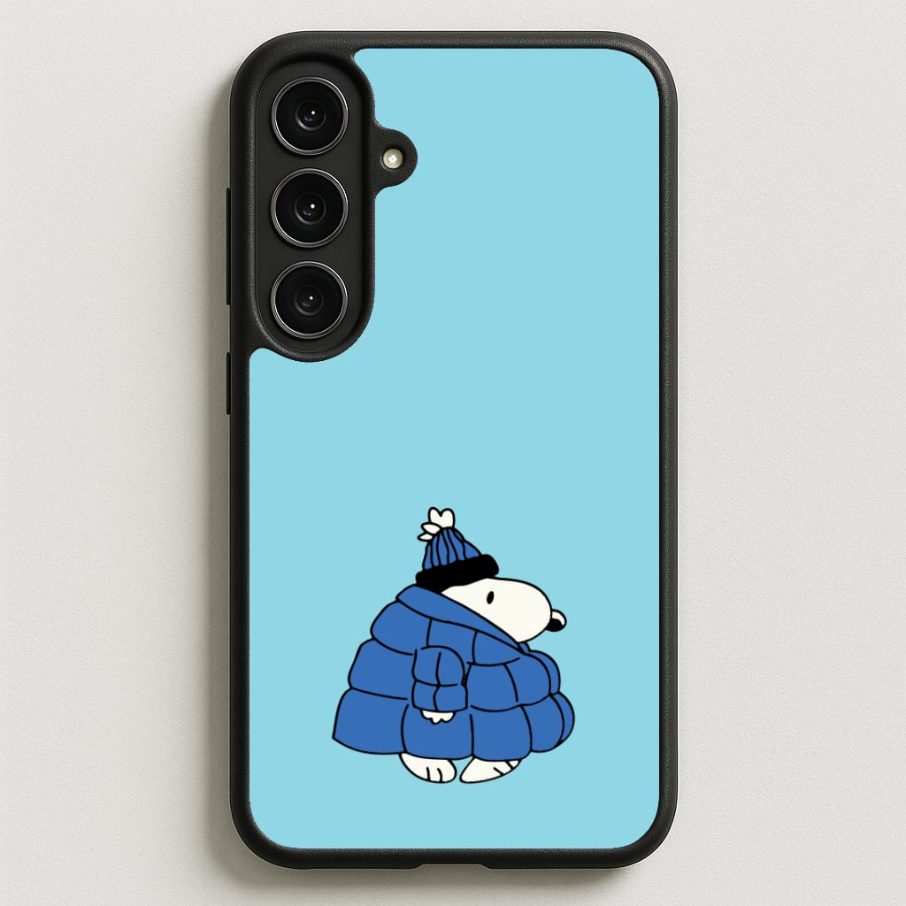 Cartoon Beagle Puffer Jacket Blue Phone Case for Galaxy S25FE