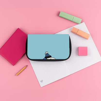 Cartoon Beagle Puffer Jacket Blue Pencil Case