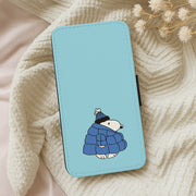 Cartoon Beagle Puffer Jacket Blue Flip / Wallet Phone Case 5