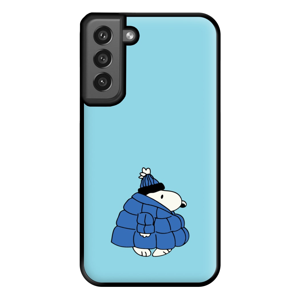 Cartoon Beagle Puffer Jacket Blue Phone Case for Galaxy S21FE