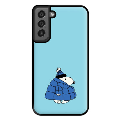 Cartoon Beagle Puffer Jacket Blue Phone Case for Galaxy S21FE