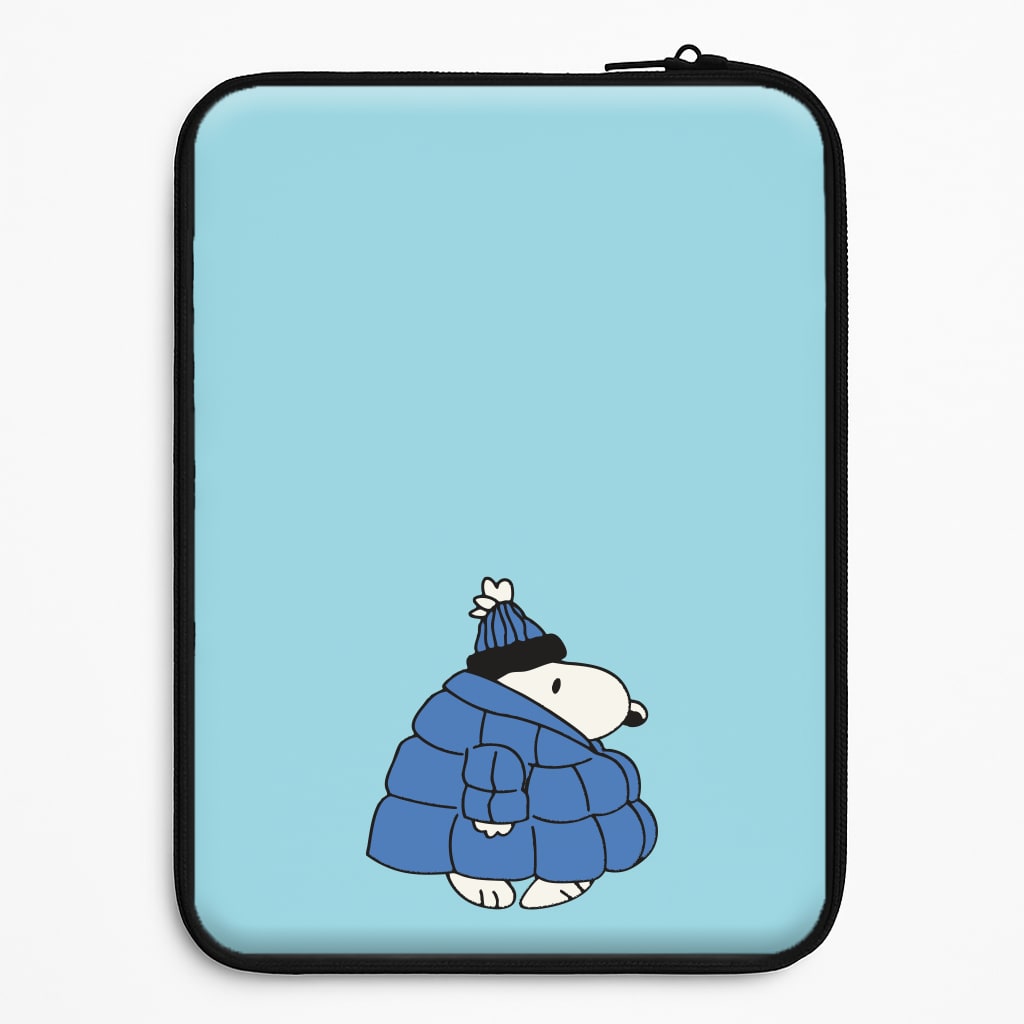 Cartoon Beagle Puffer Jacket Blue Laptop Sleeve