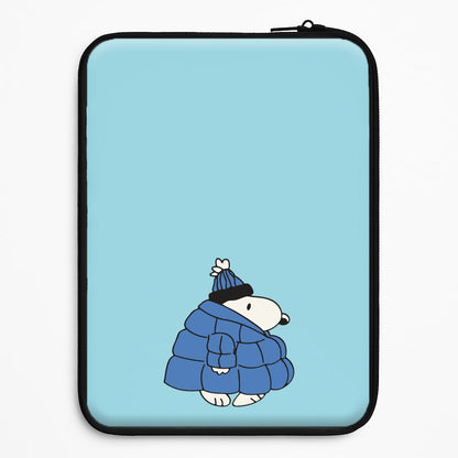 Cartoon Beagle Puffer Jacket Blue Universal Laptop Sleeve