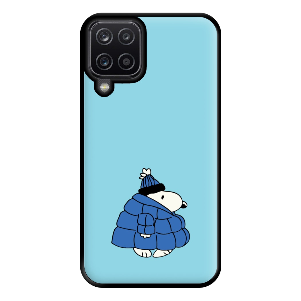 Cartoon Beagle Puffer Jacket Blue Phone Case for Galaxy A12