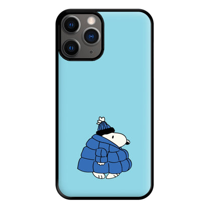 Cartoon Beagle Puffer Jacket Blue Phone Case for iPhone 12 Pro Max