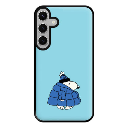 Cartoon Beagle Puffer Jacket Blue Phone Case for Galaxy S24FE
