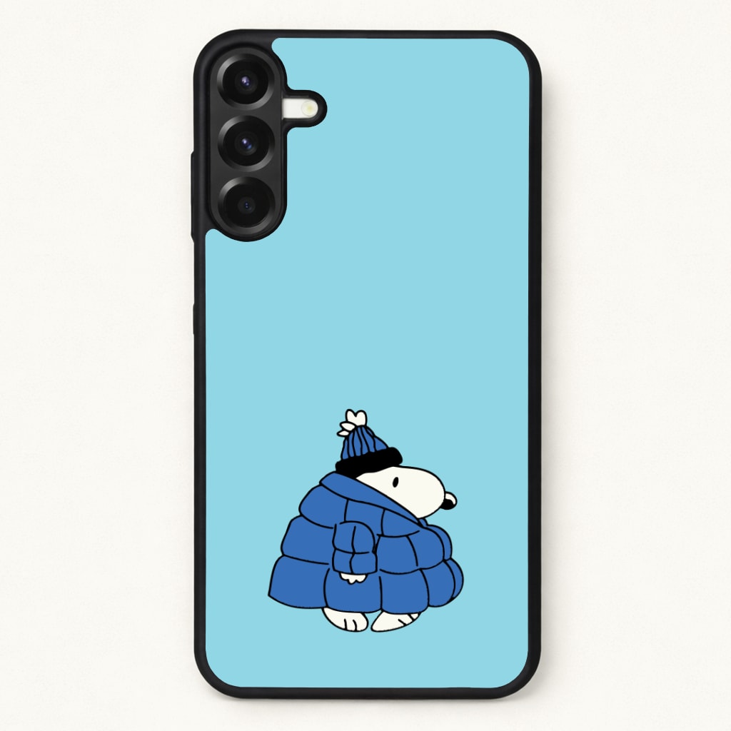 Cartoon Beagle Puffer Jacket Blue Phone Case for Galaxy A37