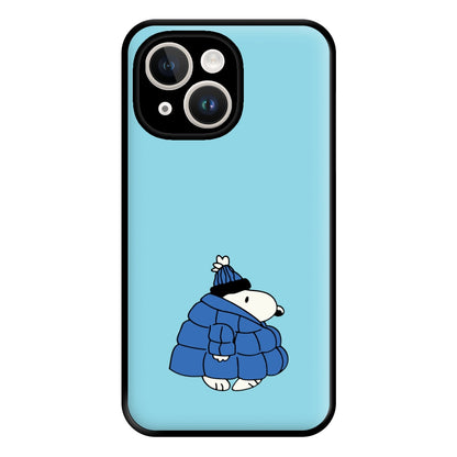 Cartoon Beagle Puffer Jacket Blue Phone Case for iPhone 14 Plus