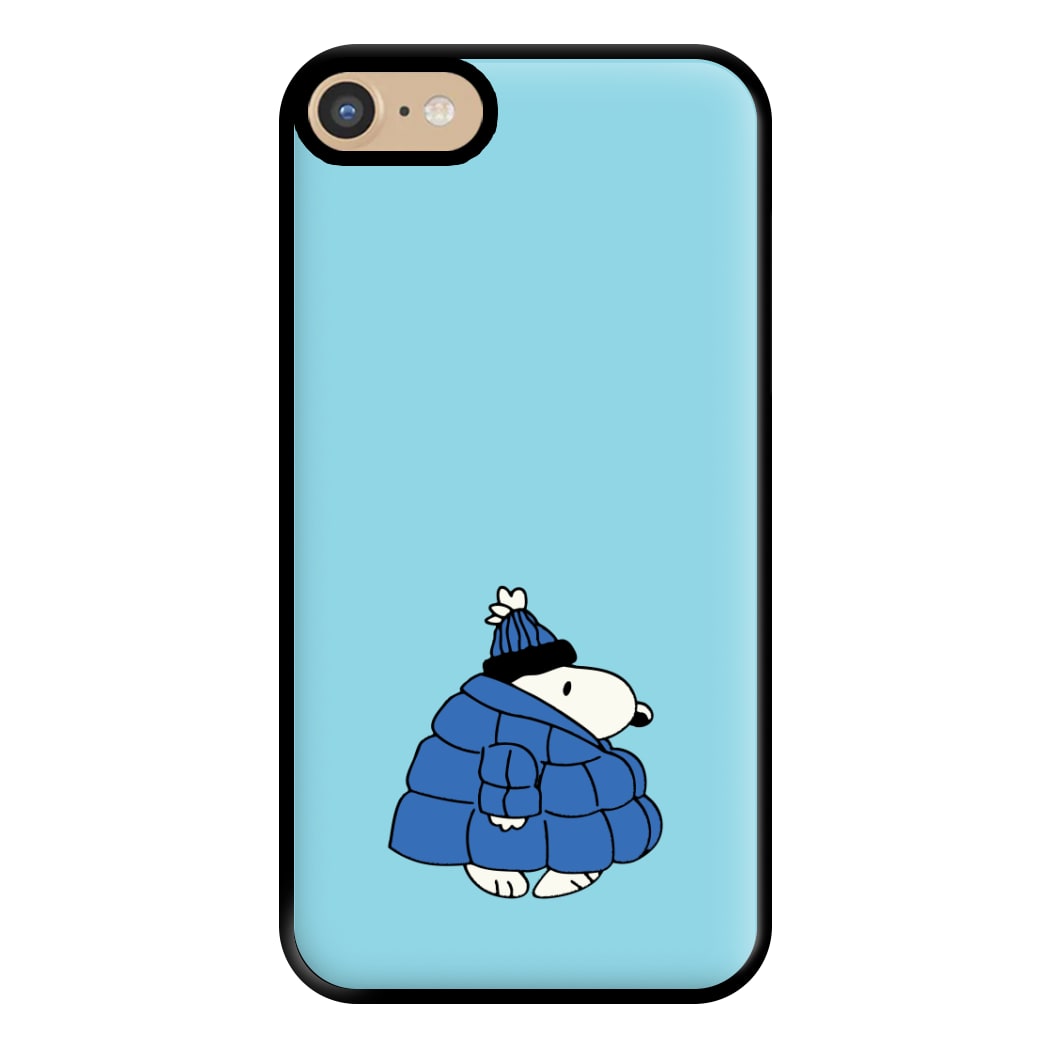 Cartoon Beagle Puffer Jacket Blue Phone Case for iPhone 6 / 7 / 8 / SE